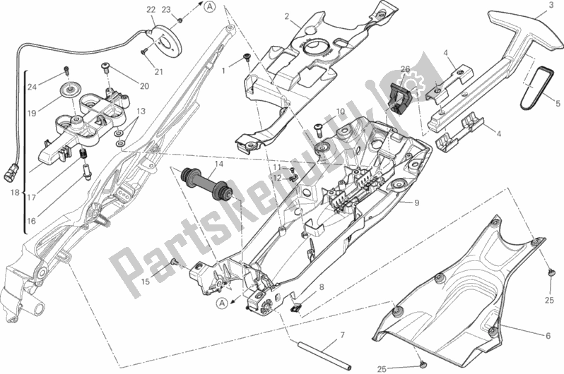 Toutes les pièces pour le Cadre Arrière Comp. Du Ducati Diavel FL Brasil 1200 2018